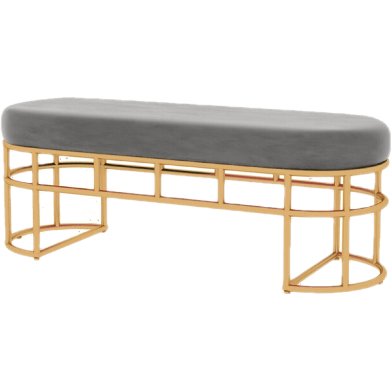 酷本北欧铁艺换鞋凳长条凳家用床尾凳试鞋凳试衣间长凳服装商场沙发凳 60*35*45cm(优雅灰)