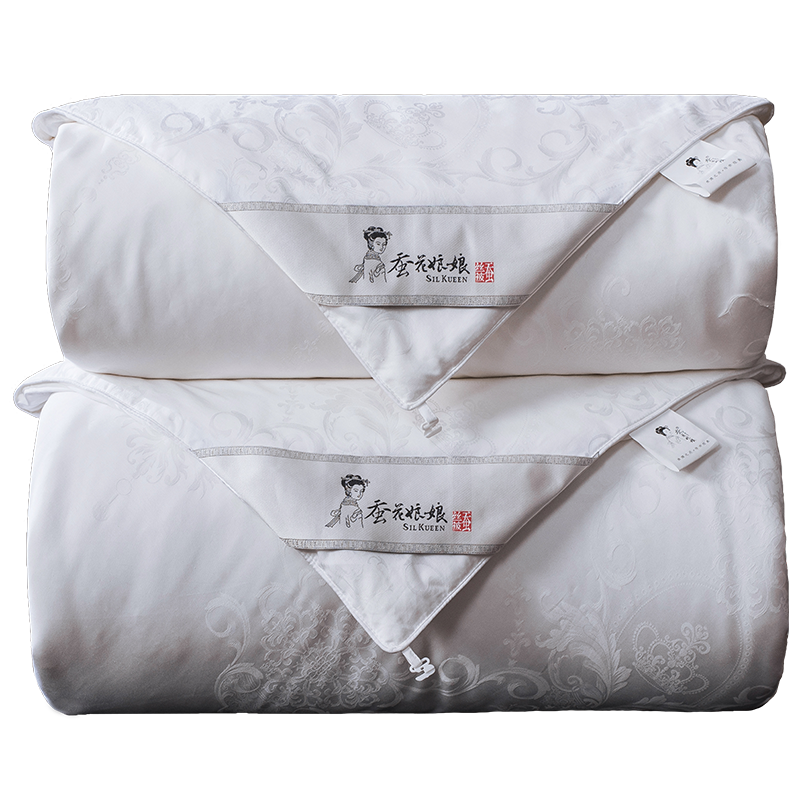 蠶花娘娘（SILKUEEN） 蠶絲被100%桑蠶絲高于優(yōu)等品100支純棉大提花春秋被秋冬子母被芯 臻品蠶絲凈重6斤 200*230cm白色