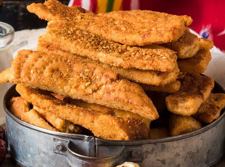 雷禾泽新疆特产香辣孜然烤馕饼芝麻馕锅巴炸馕块手工点心囊小吃 原味