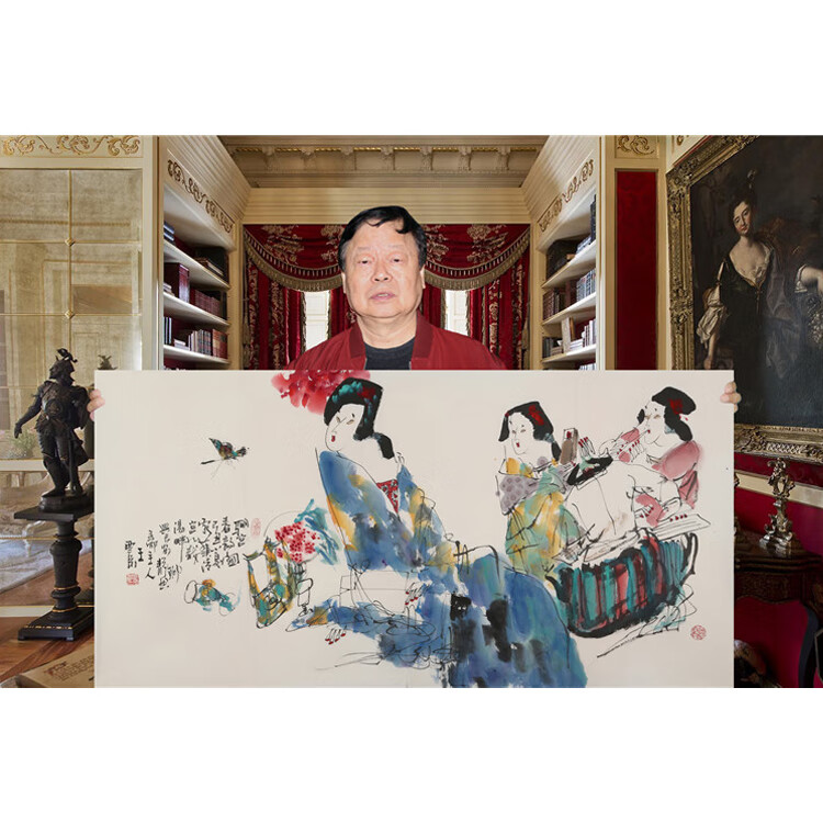 王西京字画手绘四尺横幅骊宫春韵名人国画古玩装饰礼品带收藏合影