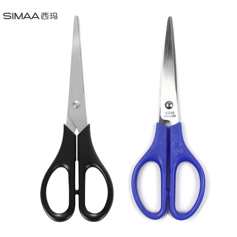 西玛（SIMAA）170mm办公生活家用剪刀 学生手工裁纸剪纸刀不锈钢 1把 颜色随机  17304