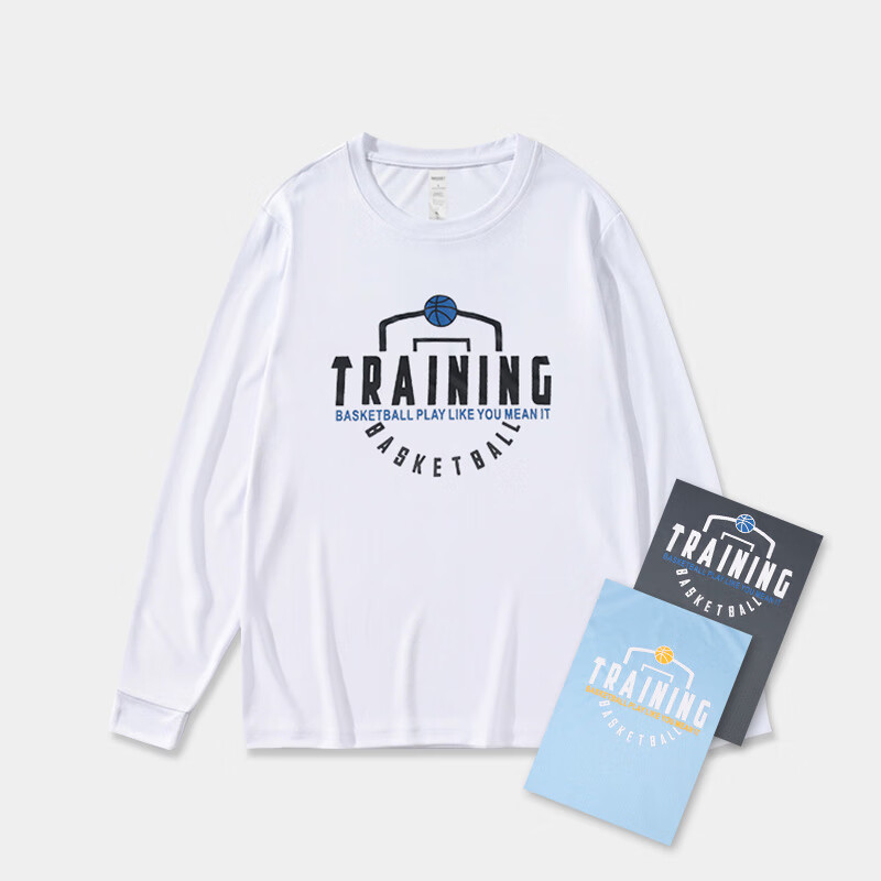 篮球训练服长袖男薄款透气运动出场投篮服健身衣美式速干T恤打底衫定制 5701白色 XL