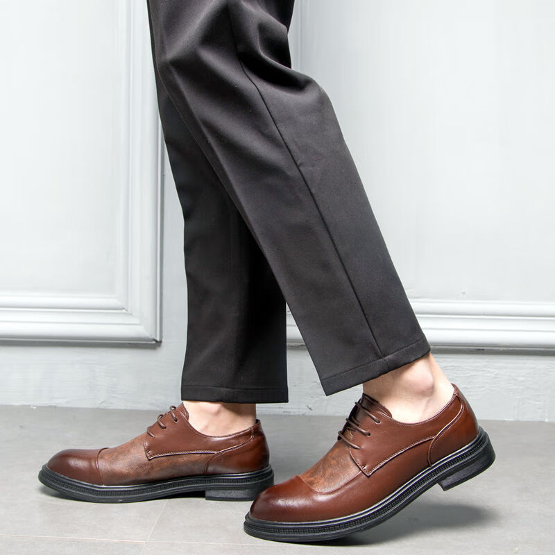 同恰青配牛仔裤的男皮鞋搭配西裤休闲裤韩版内增高英伦商务正装休闲鞋