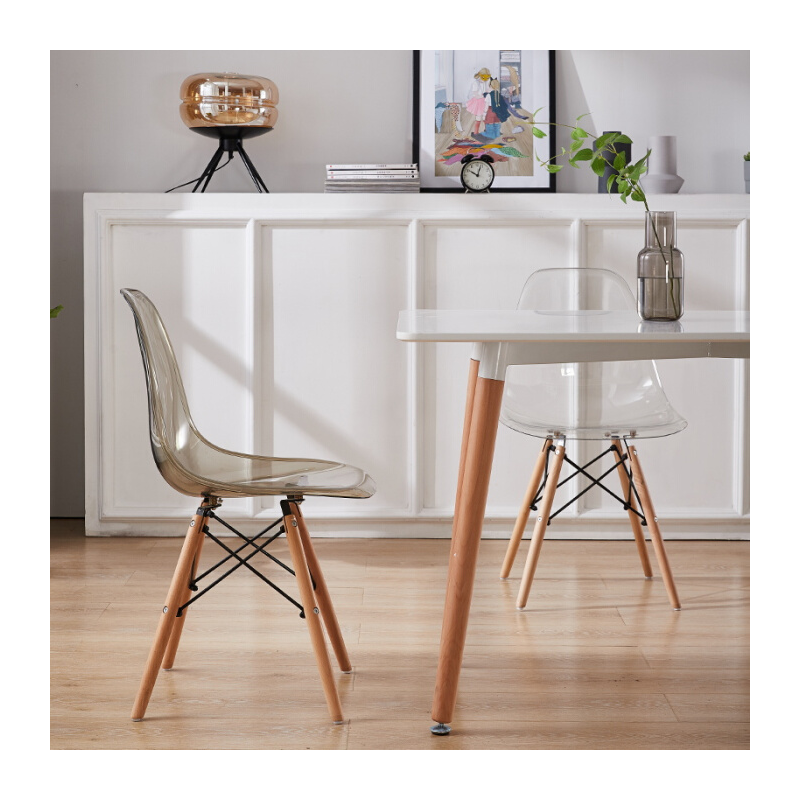 田门前 北欧家用椅子现代简约透明餐椅伊姆斯靠背网红休闲椅洽谈椅 透明色