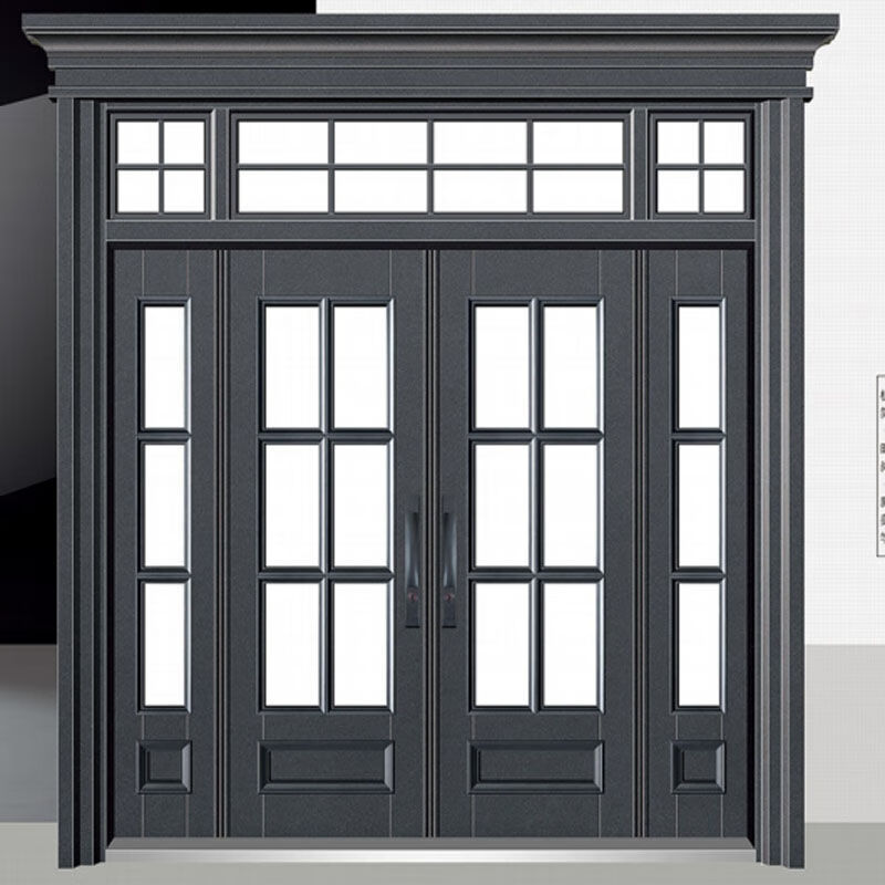 嘉别墅大门堂屋大门玻璃四开子母门金刚纱门锌钛合金仿铜拼接门客厅门