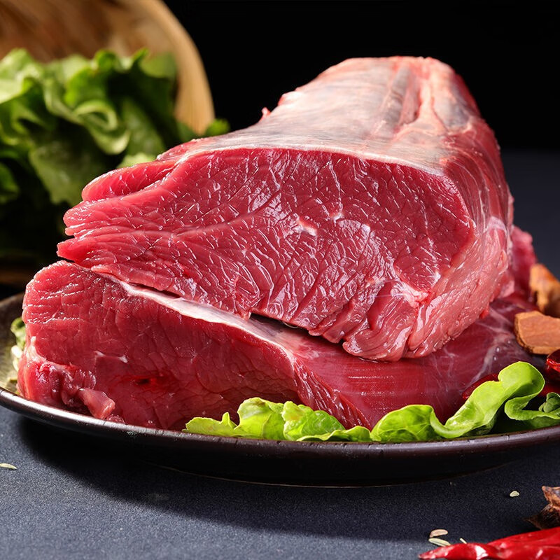 【新品！第2件5折】味库 新鲜牛腿肉1kg 整切大块进口新鲜牛肉 减脂食材