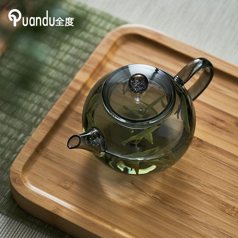 全度（Quandu）小茶壶玻璃茶壶耐高温煮红茶器泡绿茶冲花茶过滤一人用功夫小茶具 透明星空小茶壶 150ml