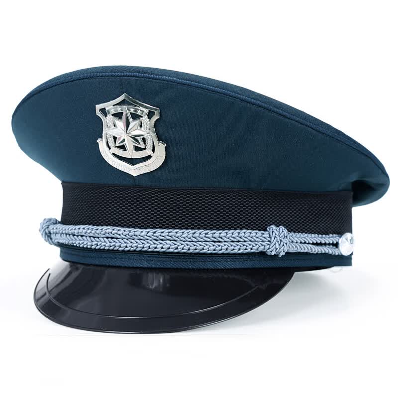 卓伦尚品保安大檐帽男黑色作训帽平顶帽训练服帽子保安服春秋装帽子