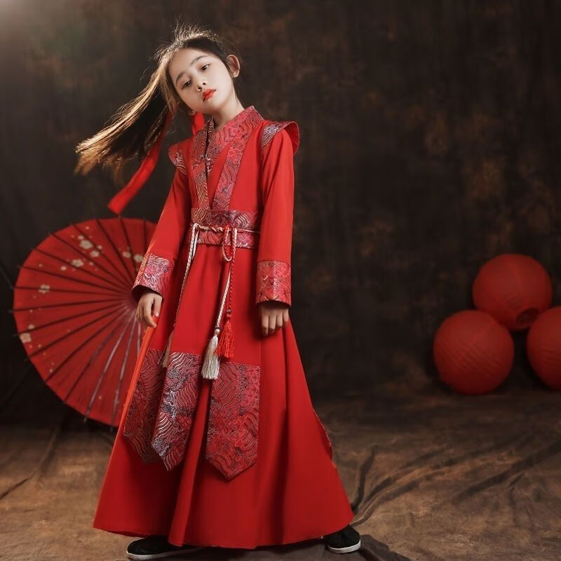 矢飒衣服女孩花木兰同款汉服儿童女春季新款中国风霸气古风女童花木兰 凌风 100怎么看?