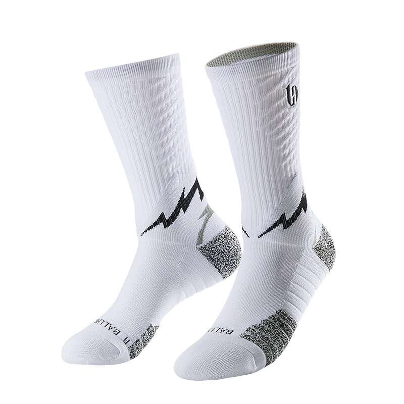 袜 实战专业篮球袜高帮精英袜毛巾底防滑袜子包裹性运动 长筒白色闪电