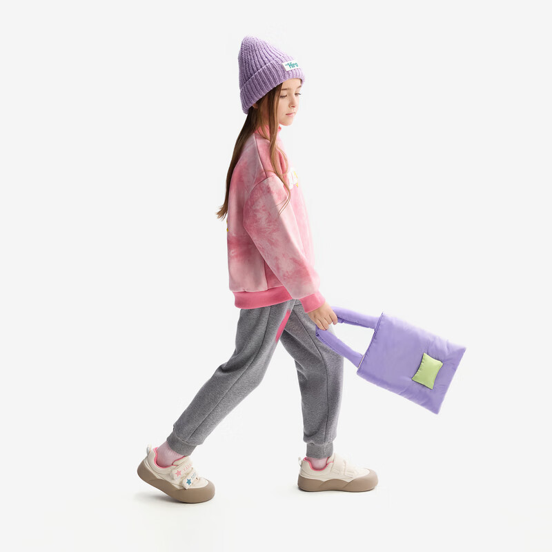 马骑顿（MQD）[泰迪珍藏系列]MQD童装女童加绒运动裤2024冬装儿童保暖长裤 麻灰 120