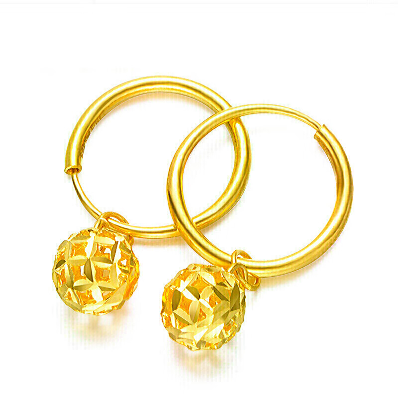 黄金耳饰赛菲尔足金999.9黄金耳吊镂空圆球黄金耳环结婚耳环哪个性价比高、质量更好,买前一定要先知道这些情况！
