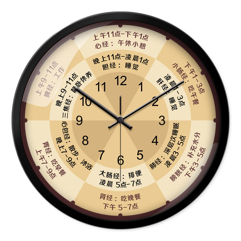 珂楚中养生时钟 中店装饰挂钟养生馆时钟十二时辰经脉表子 572黑框 10