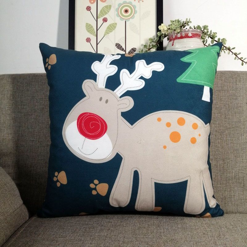 森林ins风冬季保暖抱枕沙发靠垫办公室靠枕腰枕抱枕套拆洗 小鹿森林