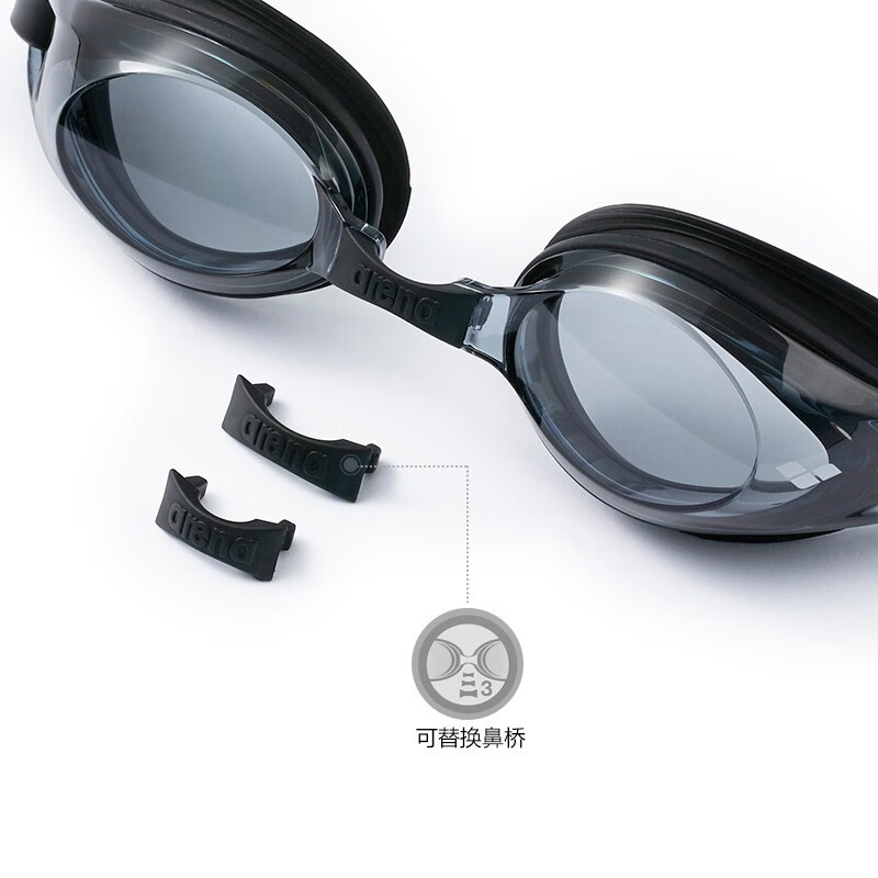 阿瑞娜(arena)泳镜进口高清防雾游泳镜男女士通用舒适专业大框平光防水游泳眼镜 【进口经典款】黑色