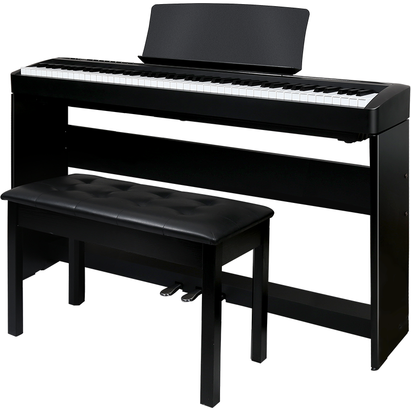 KAWAI 卡瓦依电钢琴120 便携式88键重锤卡哇伊电子钢琴 成人儿童初学者考级 ES120黑色+原装木架++