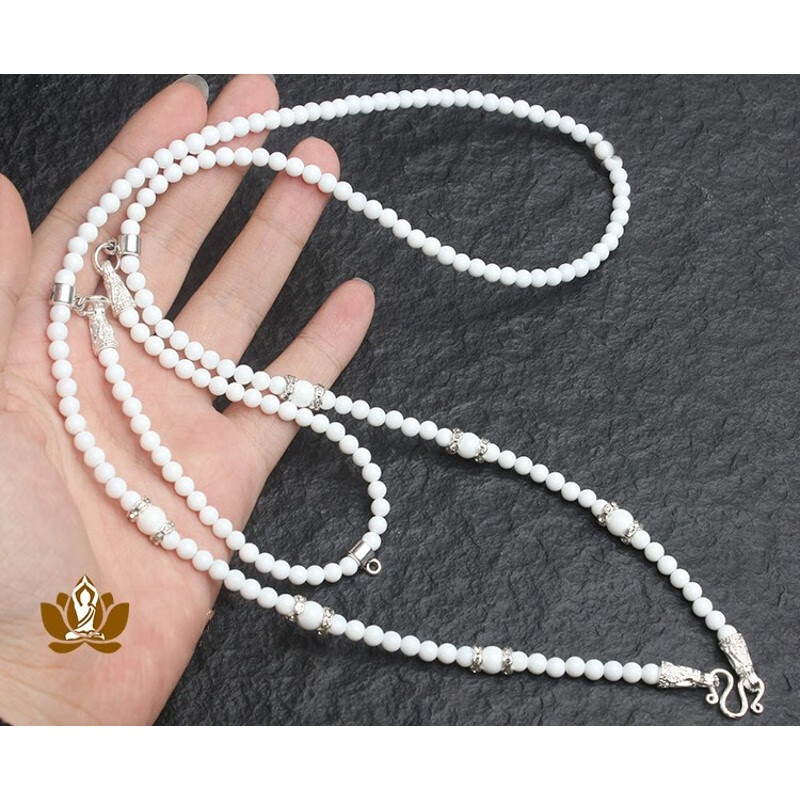 沃韵 黑玛瑙玉髓白贝4mm毫米细佛牌链子双挂多挂可定制 白贝a