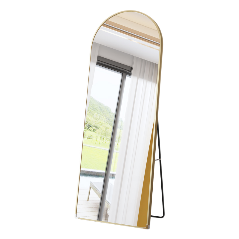 星奇堡 圆形镜子全身穿衣镜ins卧室少女家用落地镜轻奢显瘦服装店试衣镜 高白镜-典雅黑(圆角) 200*120cm可调节显瘦