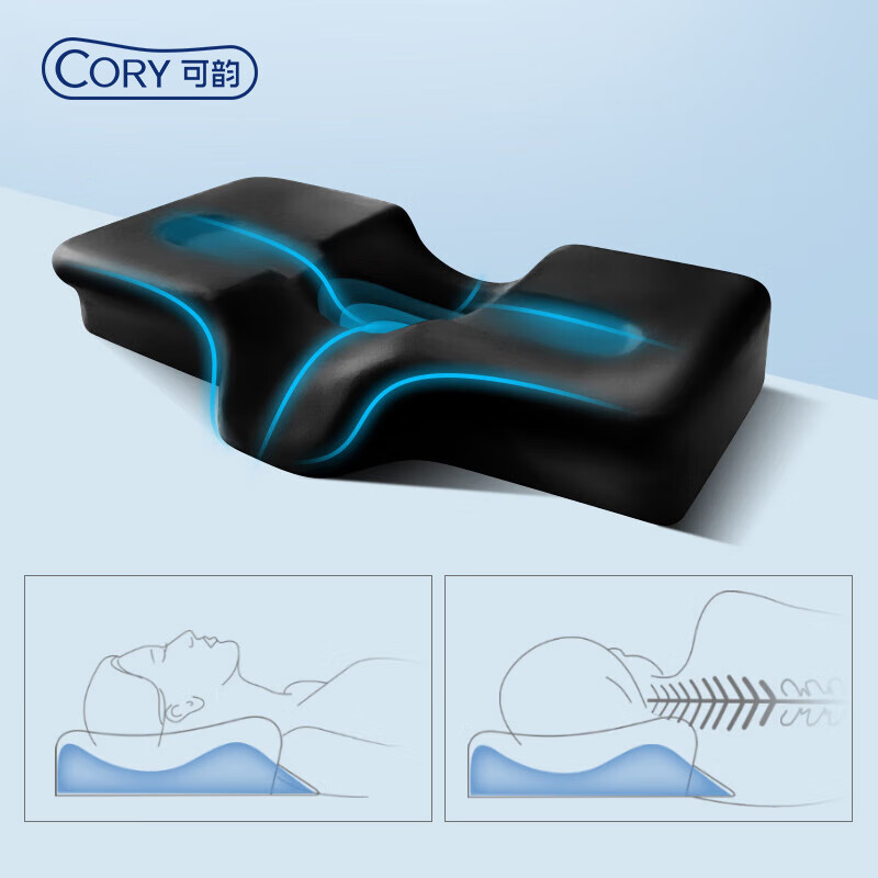 可韵（CORY）颈椎枕头记忆棉太空枕睡觉专用深度 睡眠护蝶形劲锥整头 E1 灰