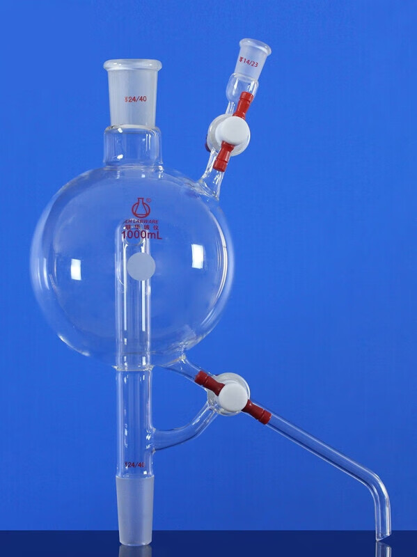 溶剂蒸馏头双四氟节门活塞联华玻璃仪器250/500/1000ml lh-97 容量250