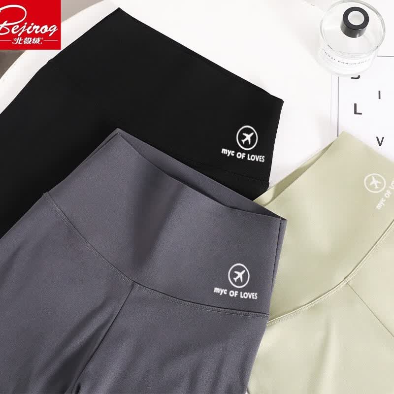 北极绒（Bejirog）鲨鱼裤女打底裤春夏薄款高腰紧身收腹提臀小脚黑桃裤 黑色-九分黑桃裤（收腹提臀） M （适合80~100斤）