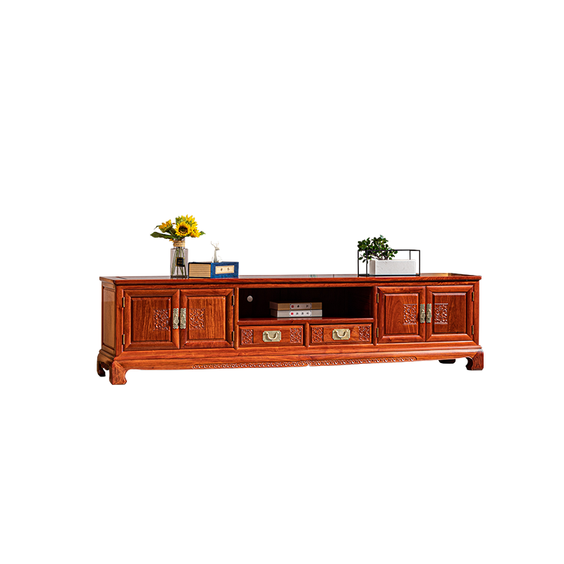 木恒盛红木家具 缅甸花梨(学名:大果紫檀)祥蕴电视柜中式实木仿古客厅矮柜储物柜 祥蕴2米2电视柜