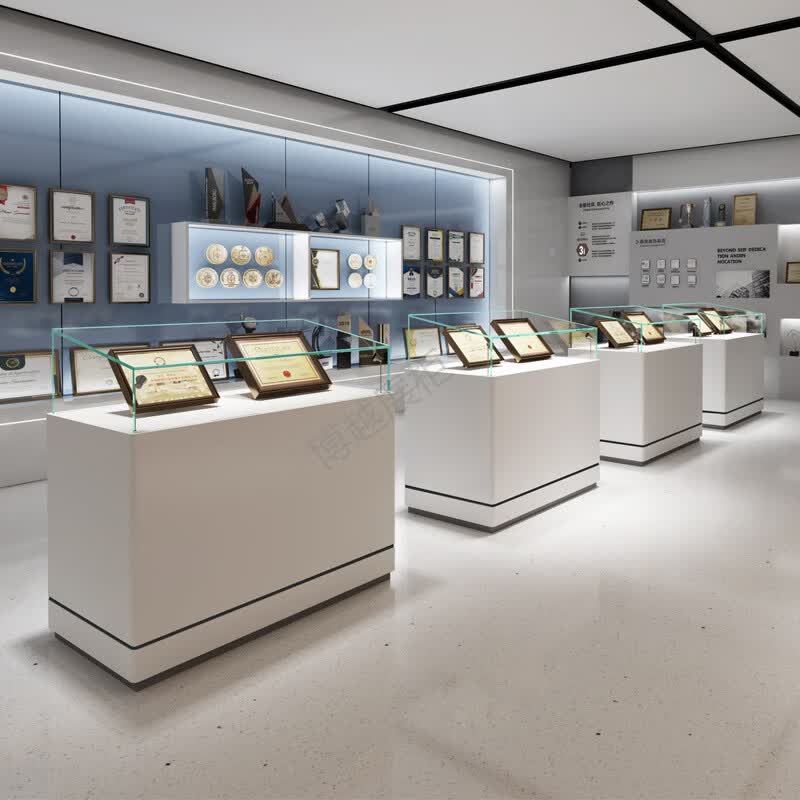 艺莉企业样品展示柜公司产品展台奖章展览玻璃柜获奖证书博物馆陈列柜