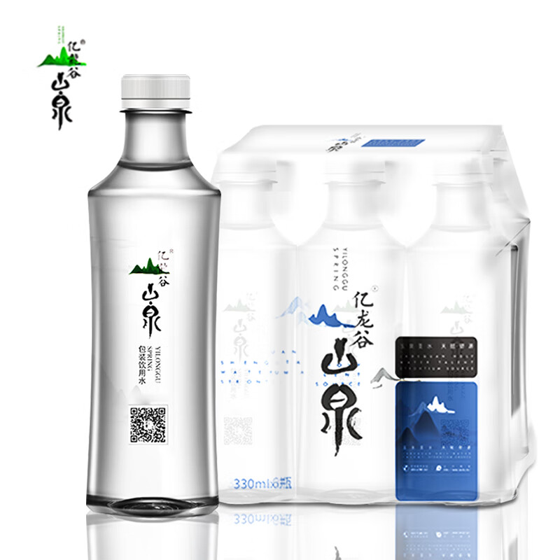 亿龙谷山泉高端方瓶会议饮用水 矿泉水 天然山泉水 富锶家庭用水 330ml*6瓶