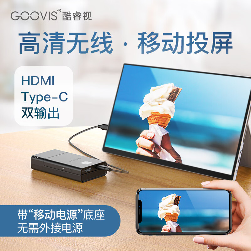 酷睿视（GOOVIS） 头戴影院WiFi移动投屏器HDMI type-c同步输出USB-C显示器供电 投屏器套装