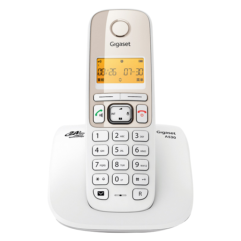 Gigaset原西门子数字无绳电话机单机 中文显示大音量免提老人家用电话办公无线座机子母机A530单主机（白））