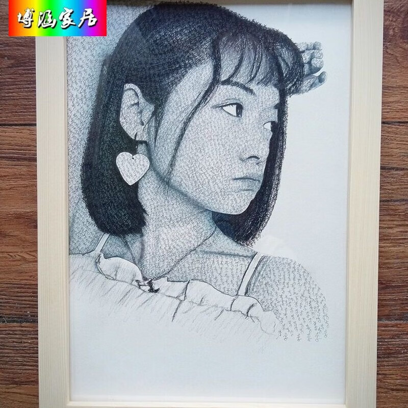 溥畔用名字画画 创意彩铅画像简笔画素描彩铅定制纯手绘情侣节日礼物