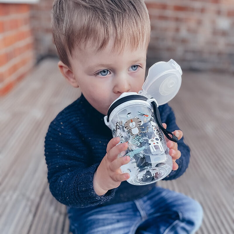 Nuby 努比 儿童水杯学饮杯便携提水杯夏季喝水喝奶杯子幼儿园水杯耐摔 白色300ML