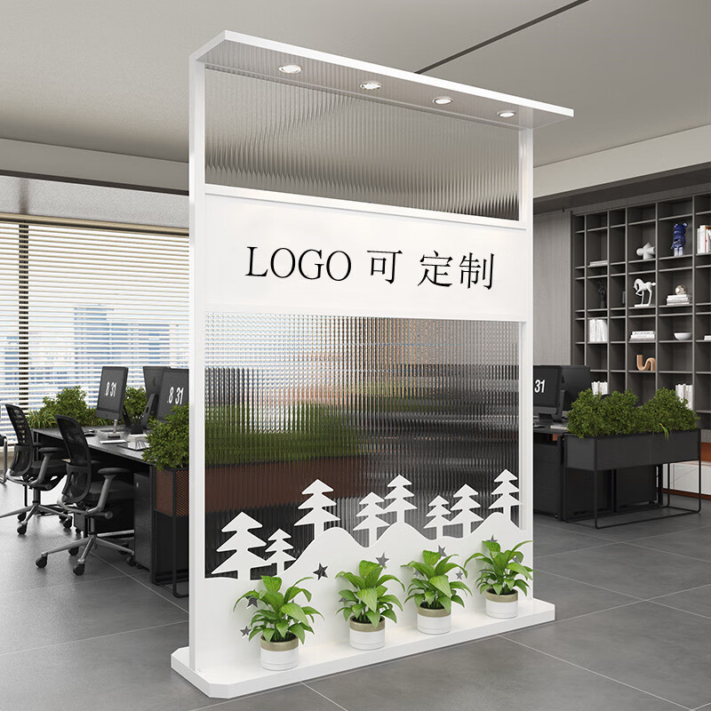 屏风隔断办公室公司入户背景玄关进门前台移动形象墙 a款白黑/一平方