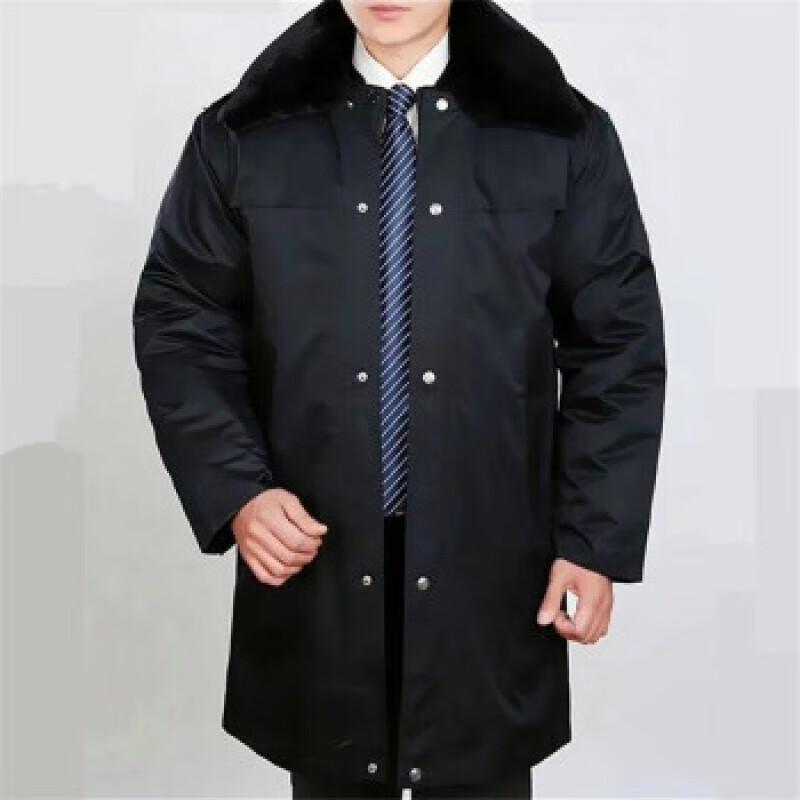 军雪馨羊毛绒保安服多功能大衣警黑色保安执勤大衣冬季加厚保暖防风