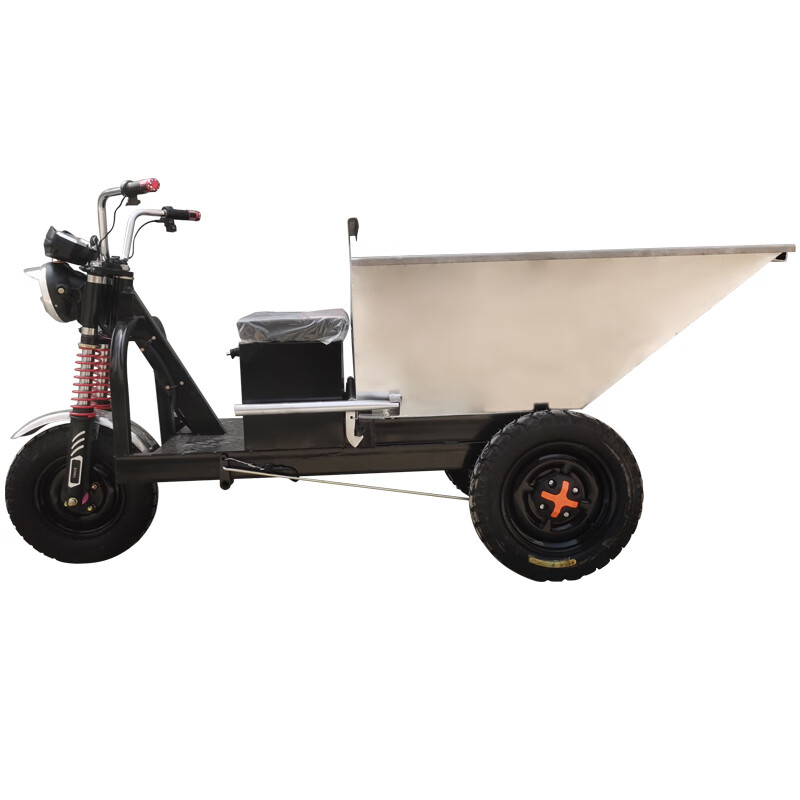 鹿色养殖场拉粪三轮车电动不锈钢农用小型自卸翻斗工地拉沙拉砖灰 瓶