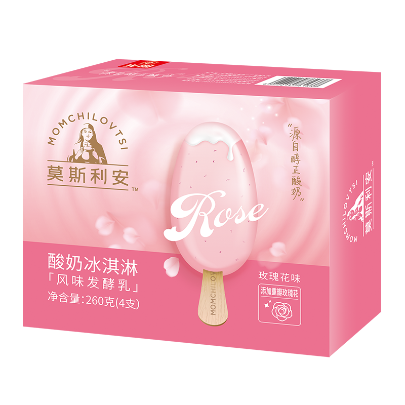 光明 莫斯利安酸奶冰淇淋 玫瑰花味65g*4支 家庭装雪糕 23.36元