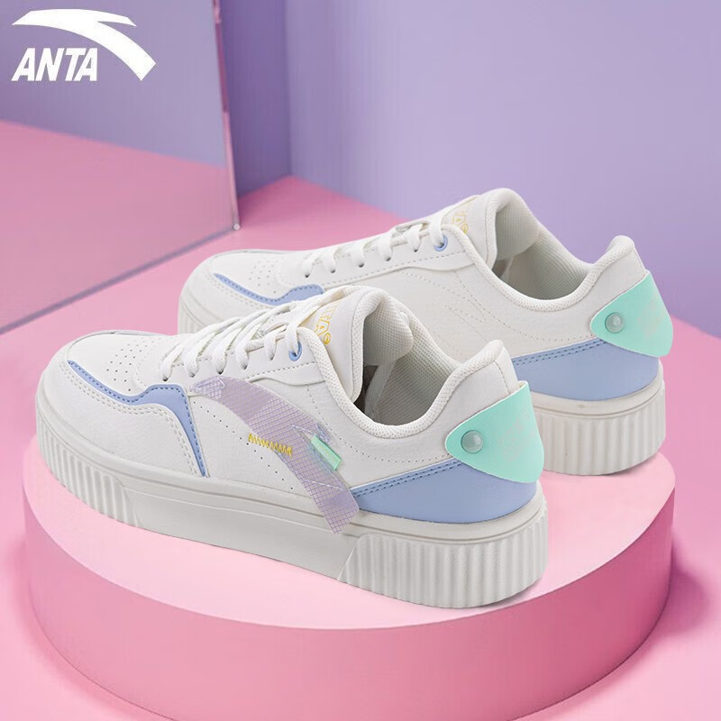 安踏(anta)板鞋女鞋子夏季新款女士小白鞋百塔空军一号休闲鞋 -2象牙