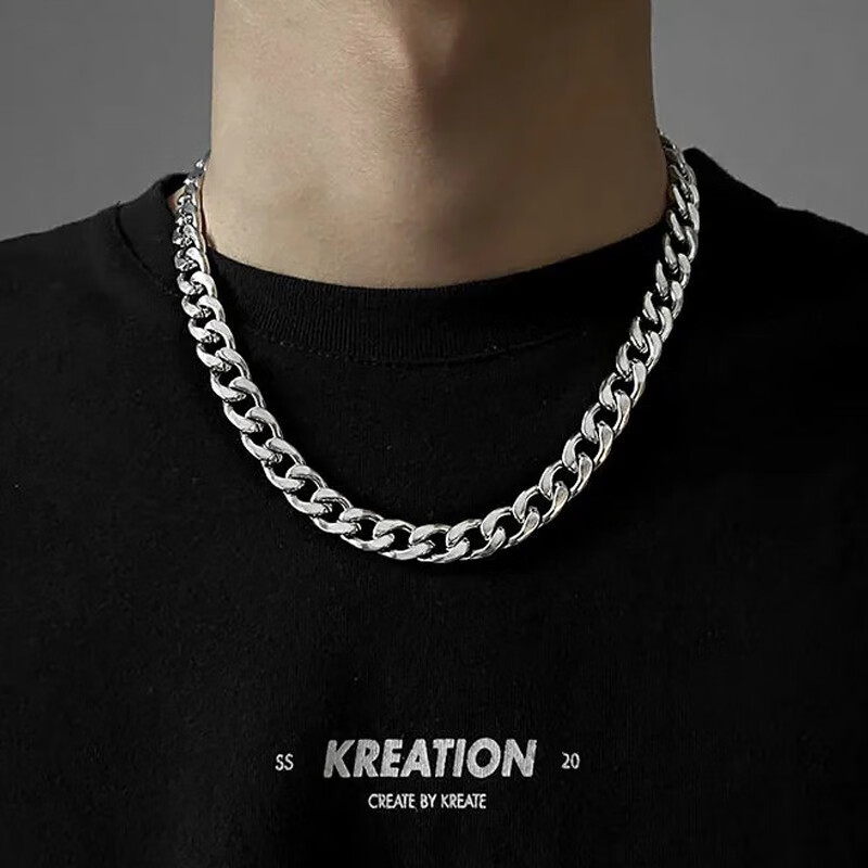 旭杉斯乐卡利 项链高街钛钢不掉色粗款铁链条 嘻哈古巴链男女潮流说唱