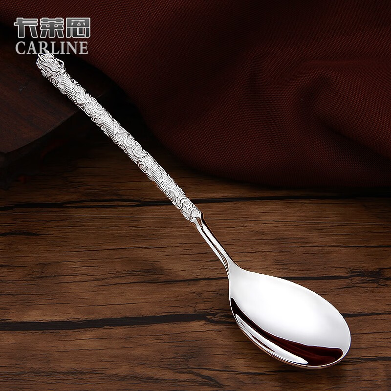 卡莱恩 足银999银勺子 银调羹银汤勺送礼食用银餐具小孩大人勺浮雕
