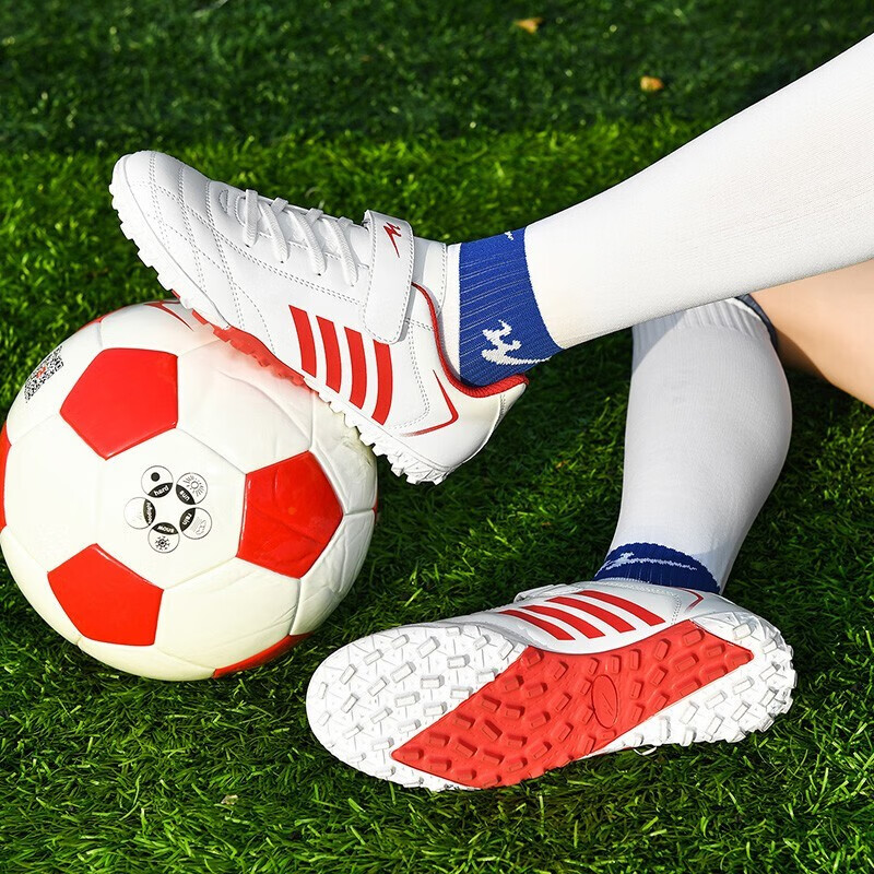 双星名人儿童足球鞋碎钉男女童运动鞋青少年中小学生人造草地比赛训练鞋 碎钉PU（白色） 35