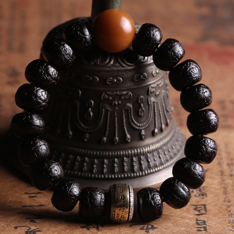 古珍 正宗西藏酥油供老凤眼菩提子手串单圈手持佛珠原籽包浆把玩念珠