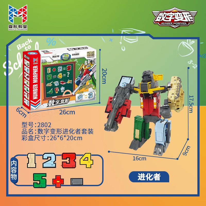 泰芬乐（BIG TAYLOR）儿童数字变形玩具字母变形合体机器人积木拼装6岁男孩生日礼物 数字变形进化者【数字/符号】