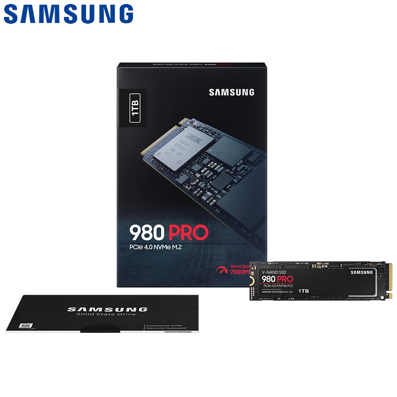 【3C数码】三星（SAMSUNG）1TB SSD固态硬盘 M.2接口(NVMe协议PCIe 4.0 x4) 980 PRO （MZ-V8P1T0BW）