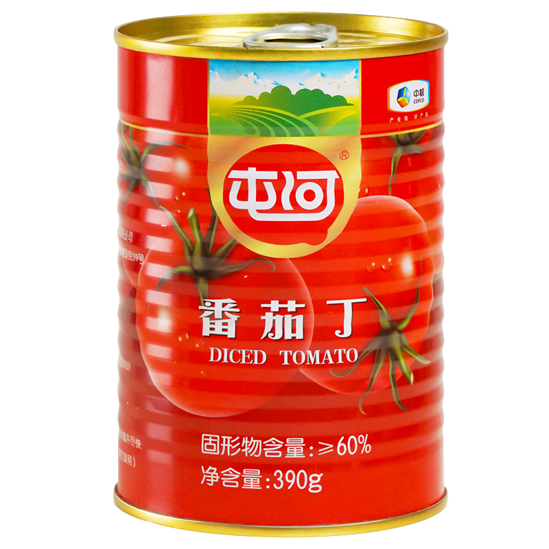 屯河新疆内蒙番茄丁390g 0添加剂番茄酱西红柿块预制菜罐头 中粮出品