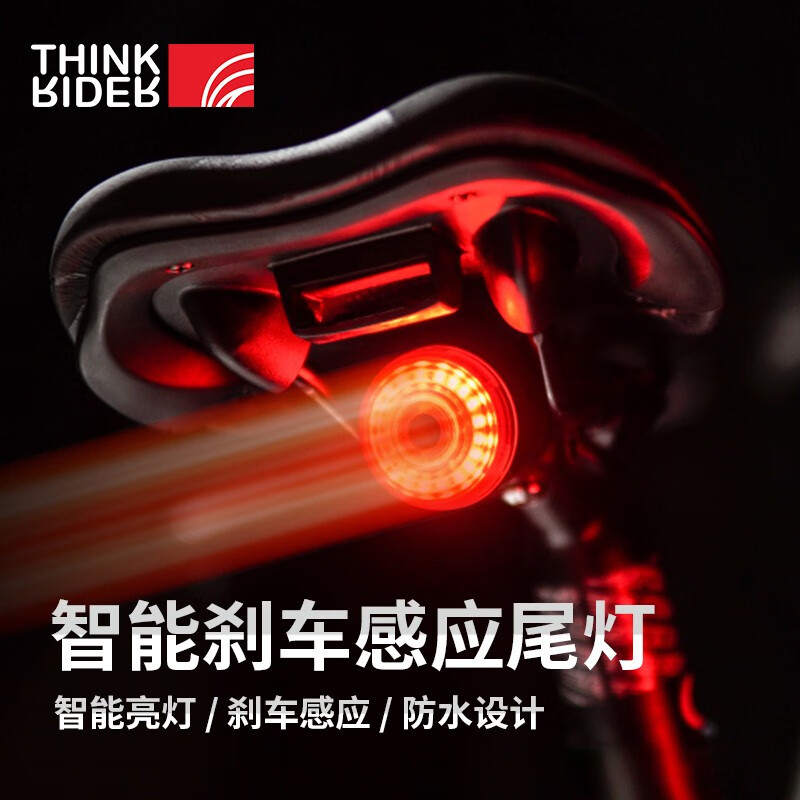 智骑Thinkrider自行车尾灯智能LED山地车公路车USB充电防水尾灯夜间安全警示灯骑行装备 LD75坐垫款