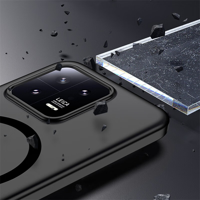 闪曼巴适用于小米15手机壳小米13超薄magsafe磁吸散热xiaomi14pro磨砂半透明商务保护套 透黑【磁吸冰雾壳】强磁吸附 小米13