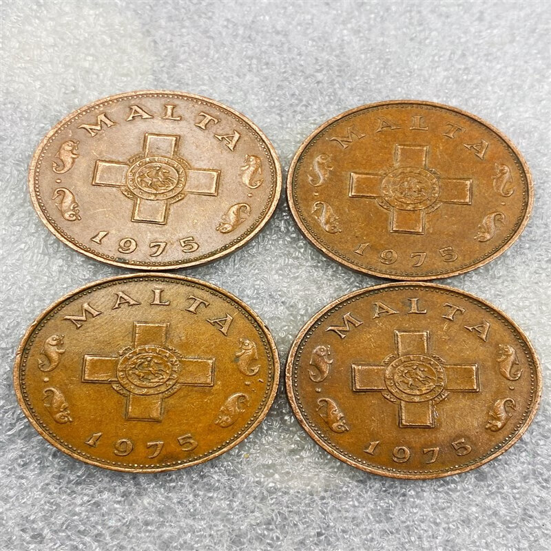 钱币收藏1975年马耳他圣乔治十字旗大1分青铜币 风水幸运币 硬币