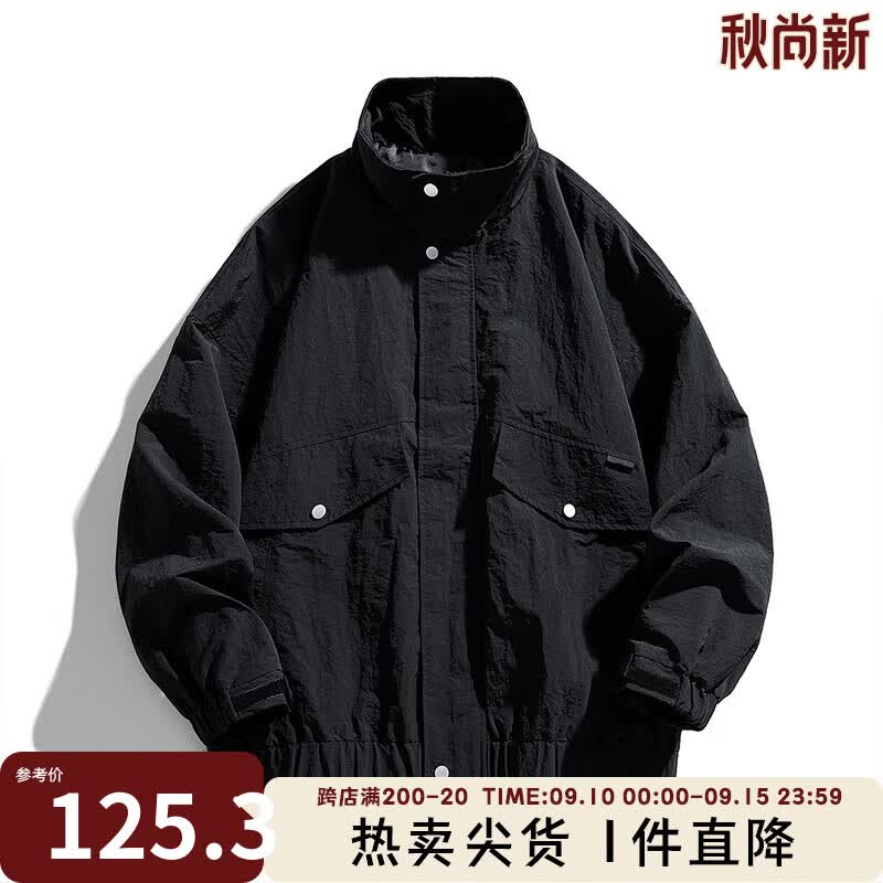 viishow美式复古夹克外套男款春秋季高级感潮牌山系工装冲锋男 石墨黑 2XL高性价比高么？