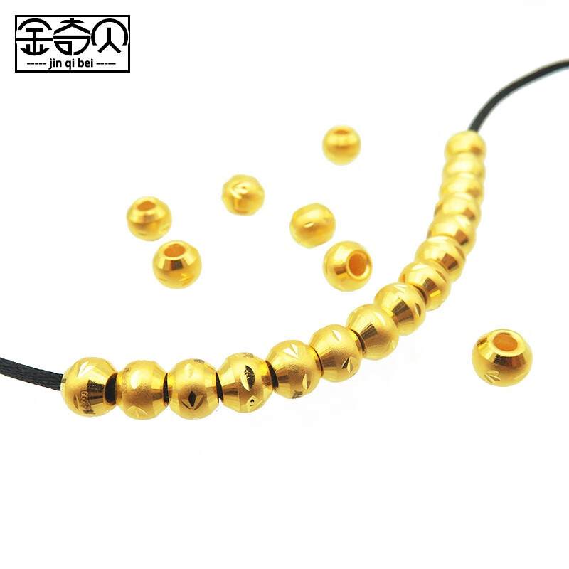 黄金转运珠散珠999足金路路通隔珠3d硬金珠子小金豆diy串珠 宽5毫米高