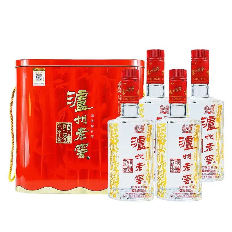老窖泸州老窖股份 52度浓香型白酒 52度 500ml 4瓶 六年窖头曲铁盒